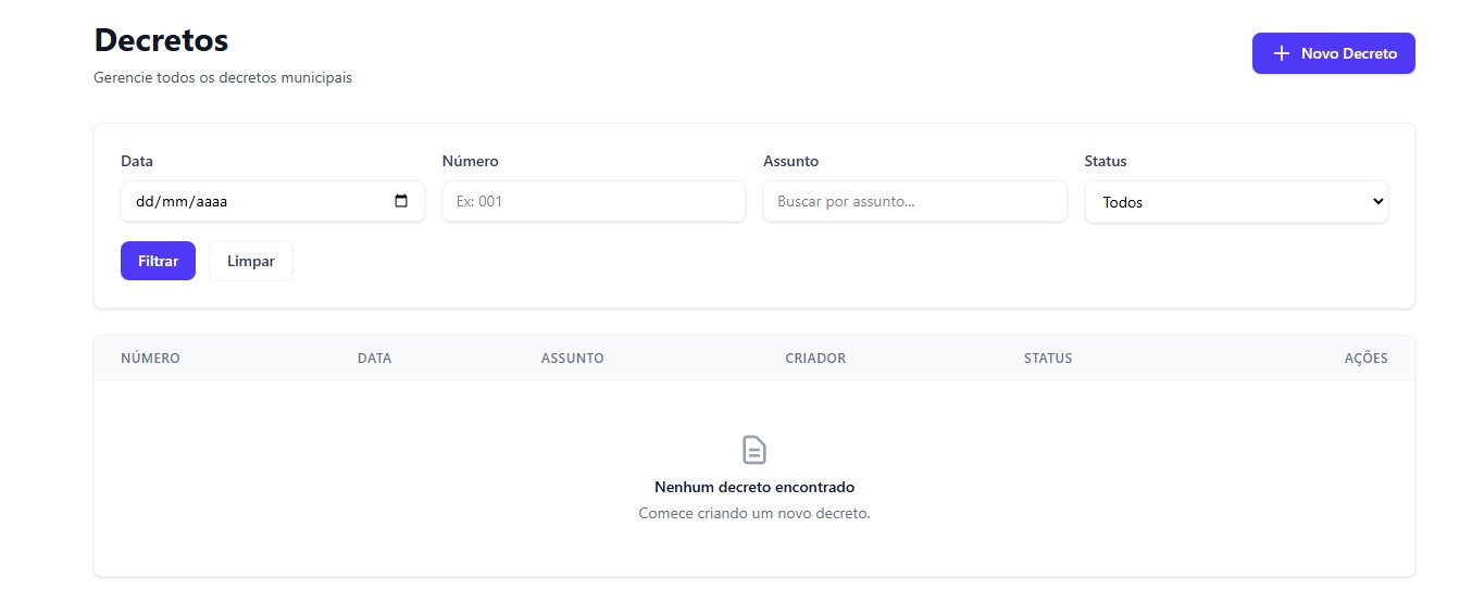 Dashboard do Decretos App